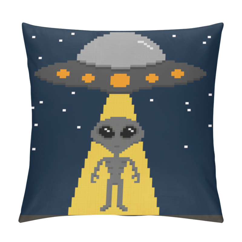 Personality  Pixel Art Alien Invasion On Earth Pillow Covers