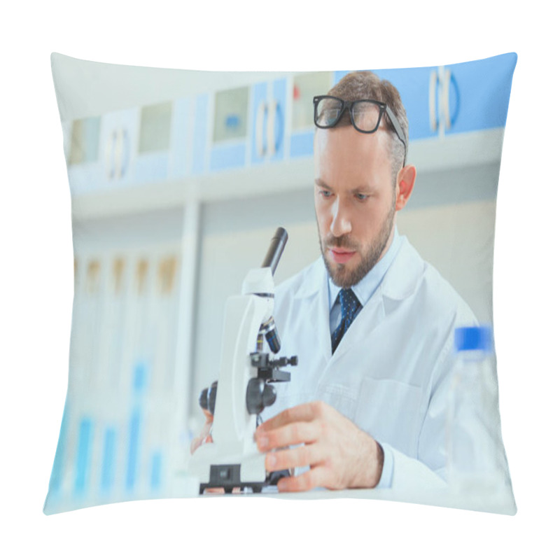 Personality  Doctor Working At Testing Laboratory Pillow Covers