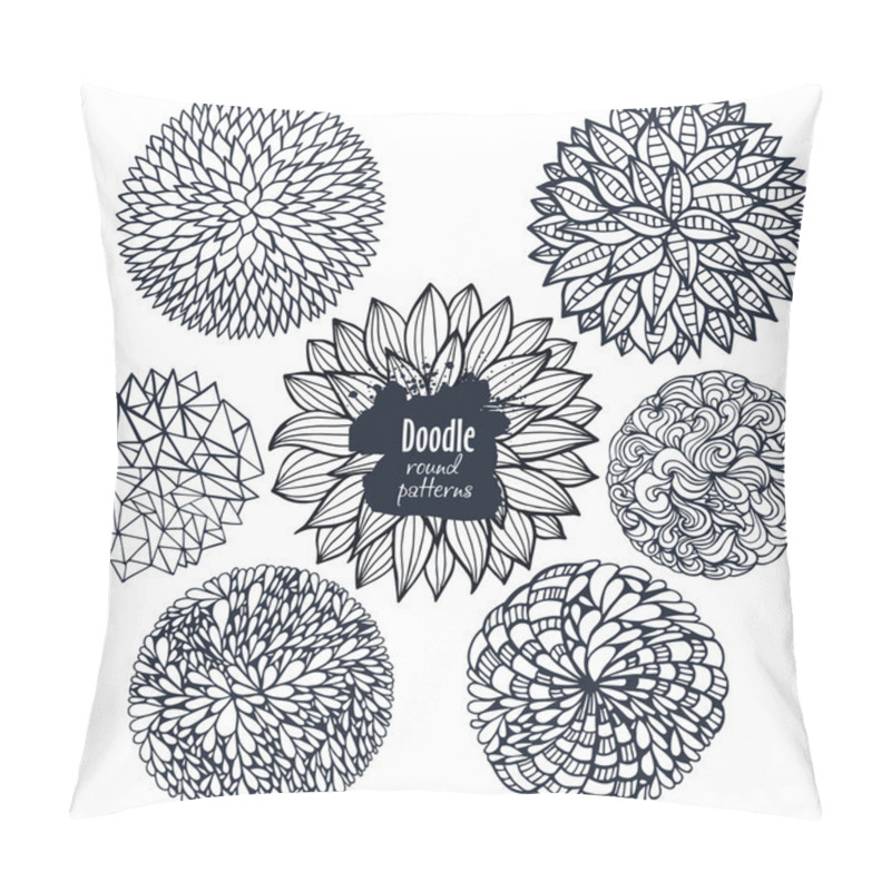 Personality  Set Of Sketchy Doodle Decorative Flowers And Curves Pillow Covers