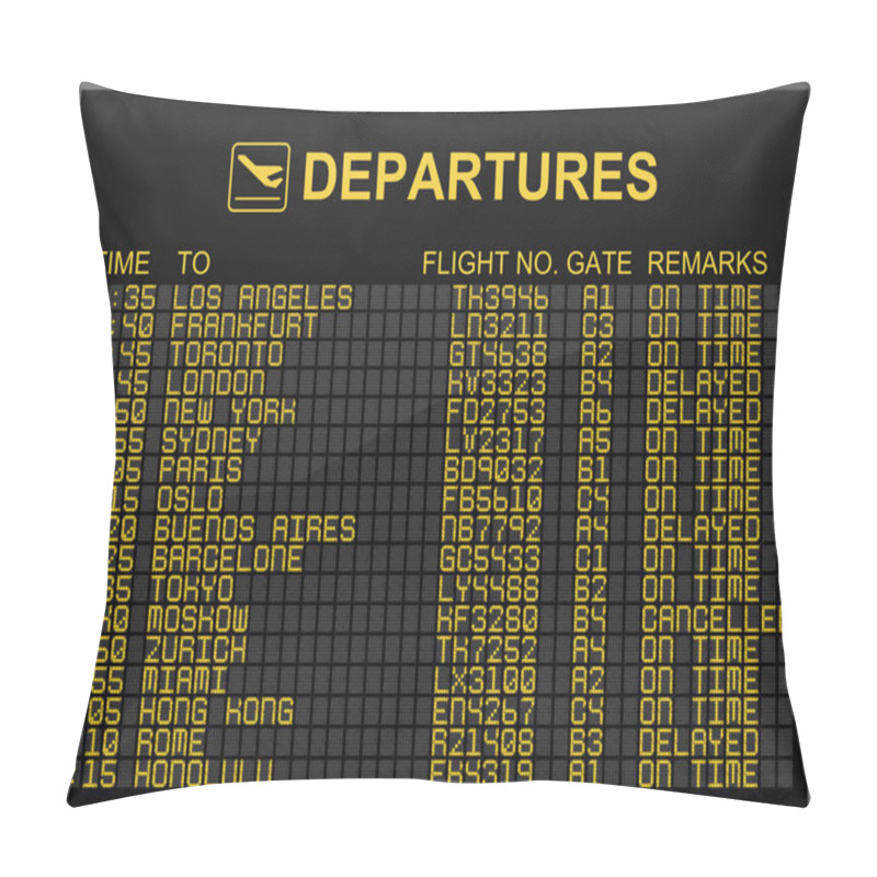 Personality  International Airport Departures Board Pillow Covers