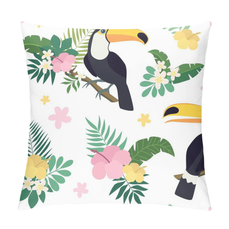 Personality  Vector Seamless Tropical Pattern With Toucan Bird Pillow Covers