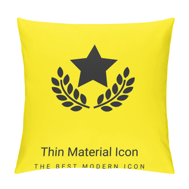 Personality  Award Star With Olive Branches Minimal Bright Yellow Material Icon Pillow Covers