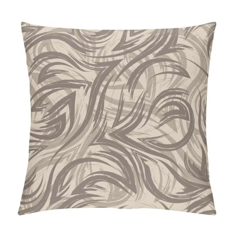 Personality  Seamless Brown Vector Texture From The Corners Of Smooth Lines And Waves On A Beige Background. Texture Of The River Water Or Sea. Smooth Lines And Corners. Pillow Covers