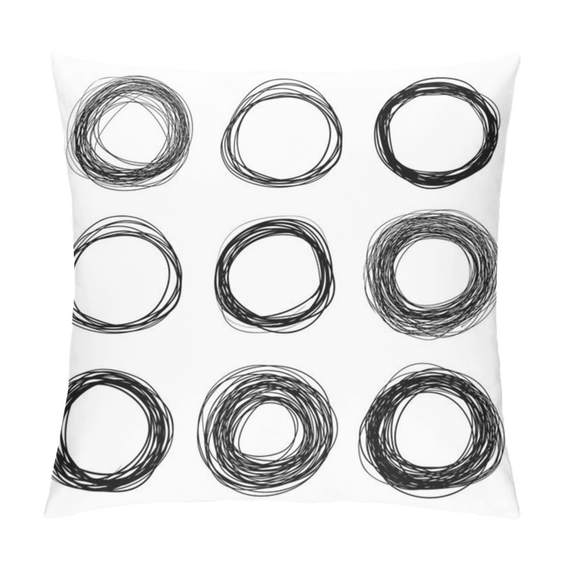 Personality  Set Of Hand Drawn Scribble Circles Pillow Covers