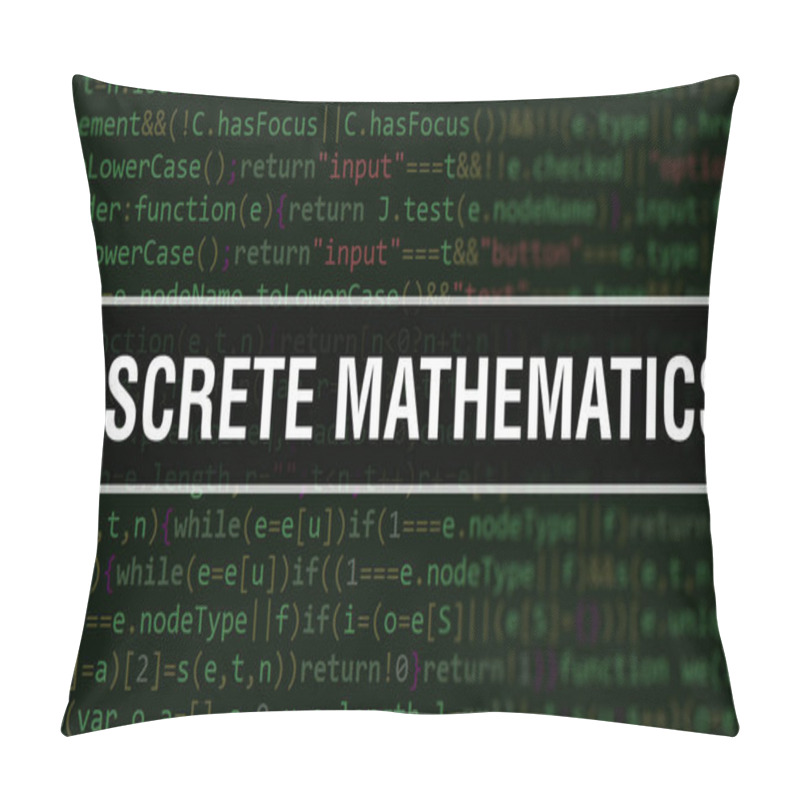 Personality  Discrete Mathematics Text Written On Programming Code Abstract Technology Background Of Software Developer And Computer Script. Discrete Mathematics Concept Of Code On Computer Monitor. Codin Pillow Covers