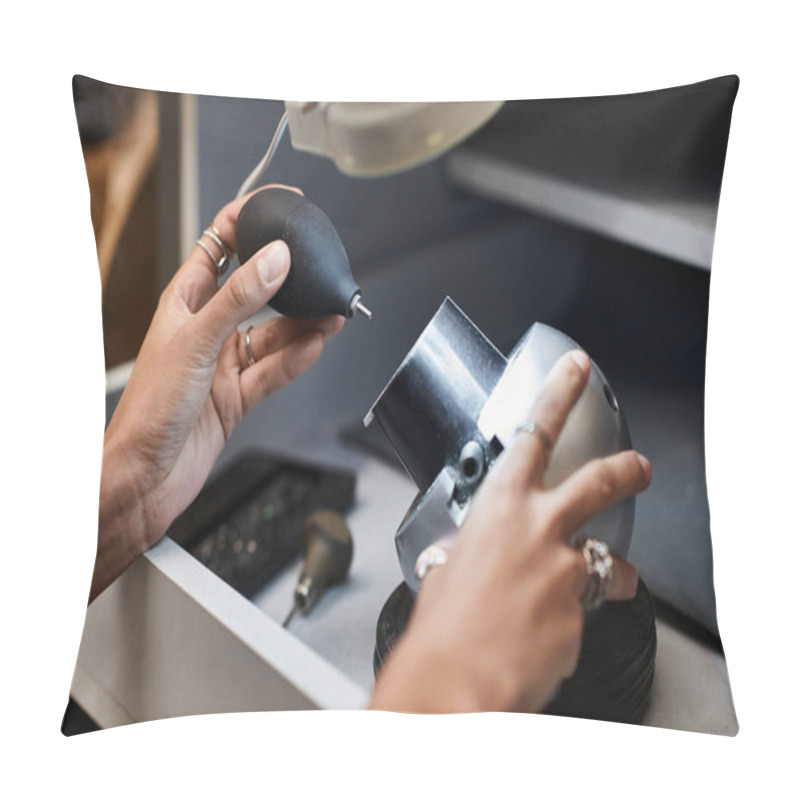 Personality  An Artisan Focuses On Bringing Out The Brilliance Of A Jewel Using Specialized Tools And Care. Pillow Covers