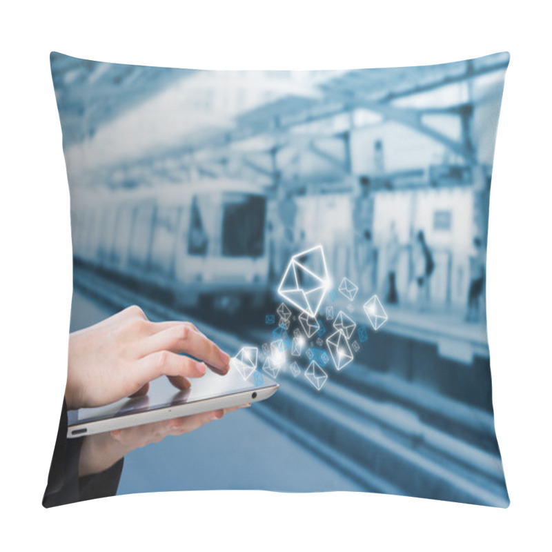 Personality  Businesswoman Sending Email Marketing Pillow Covers