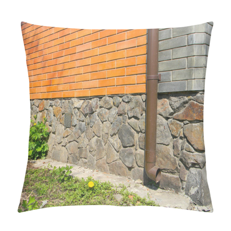 Personality  Rain Gutter Without Any Drainage Systems Near House Foundation.  Pillow Covers