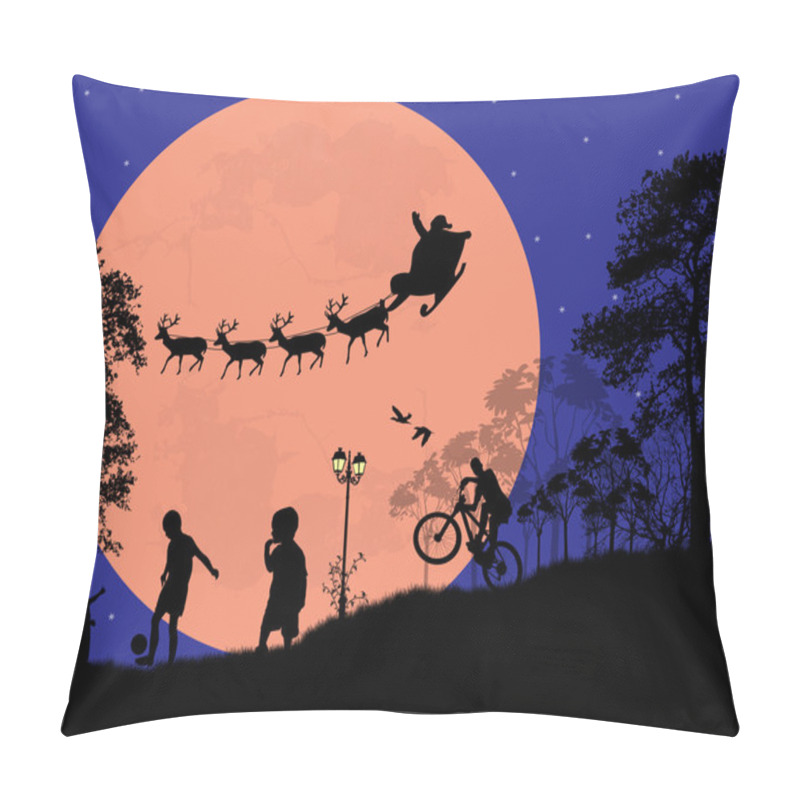 Personality  Santa Claus And His Reindeer Pillow Covers