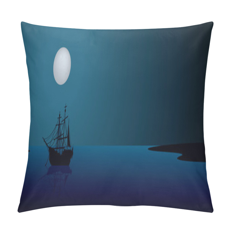 Personality  Night Ship Under Moonlight Pillow Covers