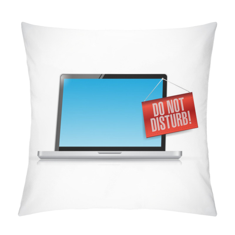 Personality  Laptop With A Do Not Disturb Hanging Sign Illustration Pillow Covers