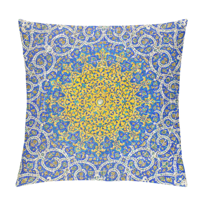 Personality  Islamic Persian Motif On Blue Tiles Of A Mosque Pillow Covers