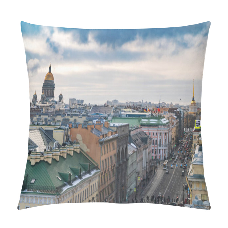 Personality  Isaacs Cathedral In St. Petersburg At Sunset, Admiralty Building, Winter, The Sun Shines Through Clouds, The City Panorama, A Clear Weather, Sunshine, Colomns, A Dome, A Cross, The Nevsky Avenue Pillow Covers