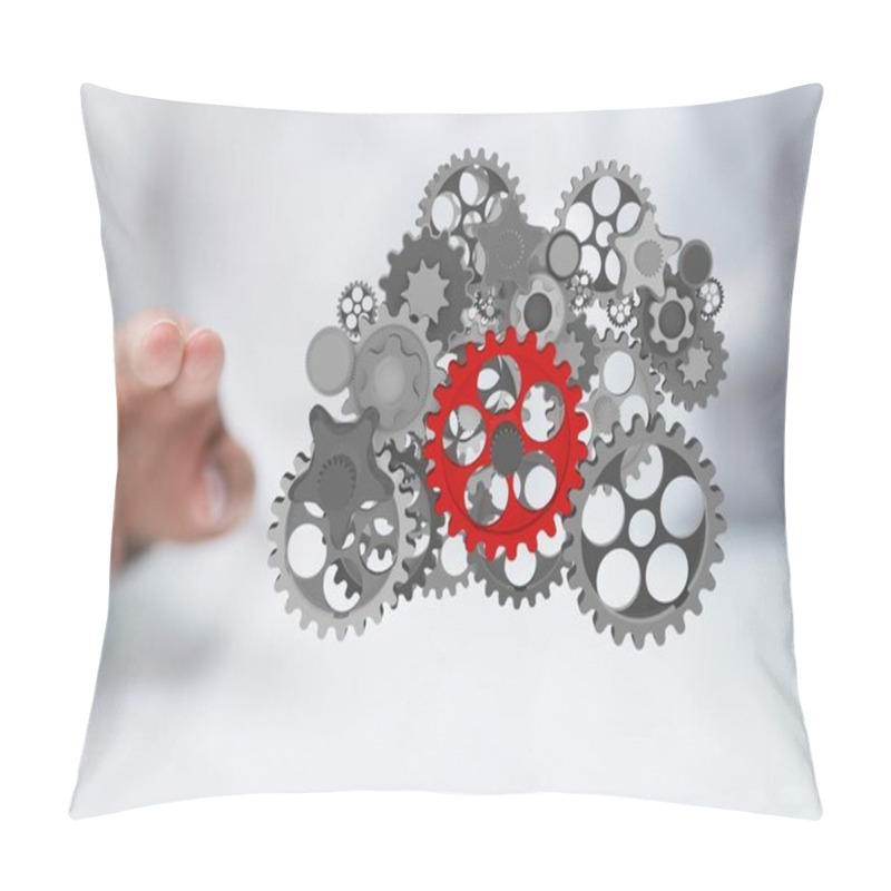 Personality  Business, Internet And Technology Concept. Business Select Gear Icon On Virtual Scree Pillow Covers