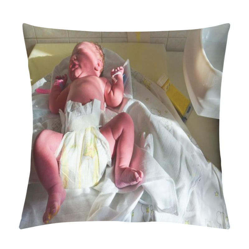 Personality  New Born Baby - Girl With Remainder Of Umbilical Cord After Successful Childbirth. Real Birthing And New Born Baby In A Hospital. A Healthy Female Newborn Baby Girl Has Been Examined And Taking Baby Pillow Covers