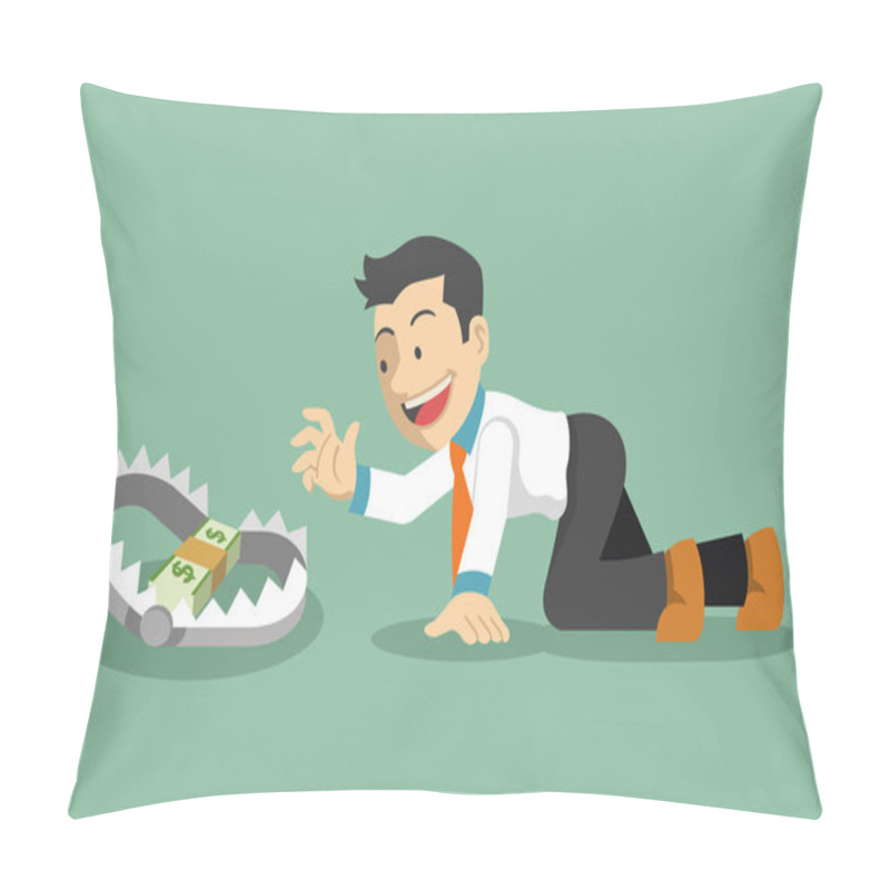 Personality  Money Trap. Vector Flat Illustration Pillow Covers