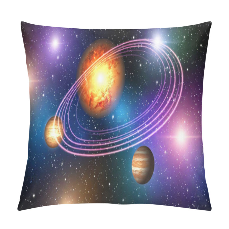 Personality  Cosmic Sound: A Cosmic Soundscape Featuring Planets Emitting Soft, Glowing Musical Waves That Travel Across The Universe, Creating Abstract Forms That Resemble Musical Scores In The Starry Sky Pillow Covers