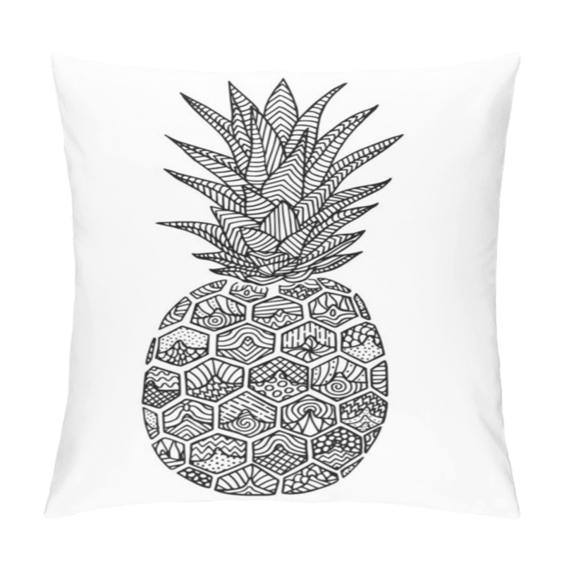 Personality  Pineapple Doodle, Hand Drawn With Brush Pen Pillow Covers