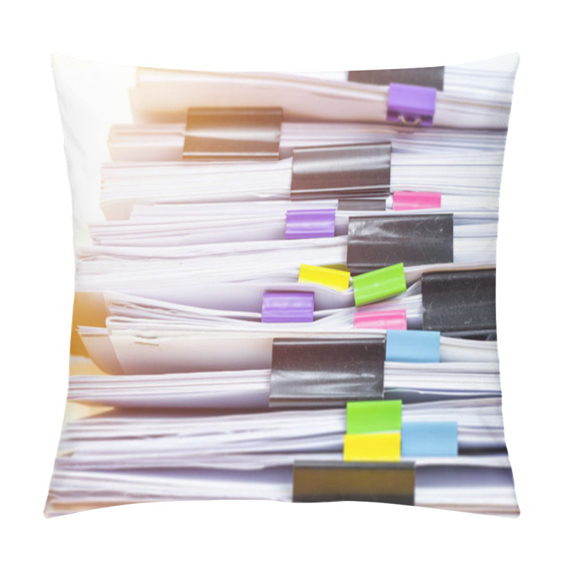 Personality  Stacks Documents Files With Black Clip. Pillow Covers