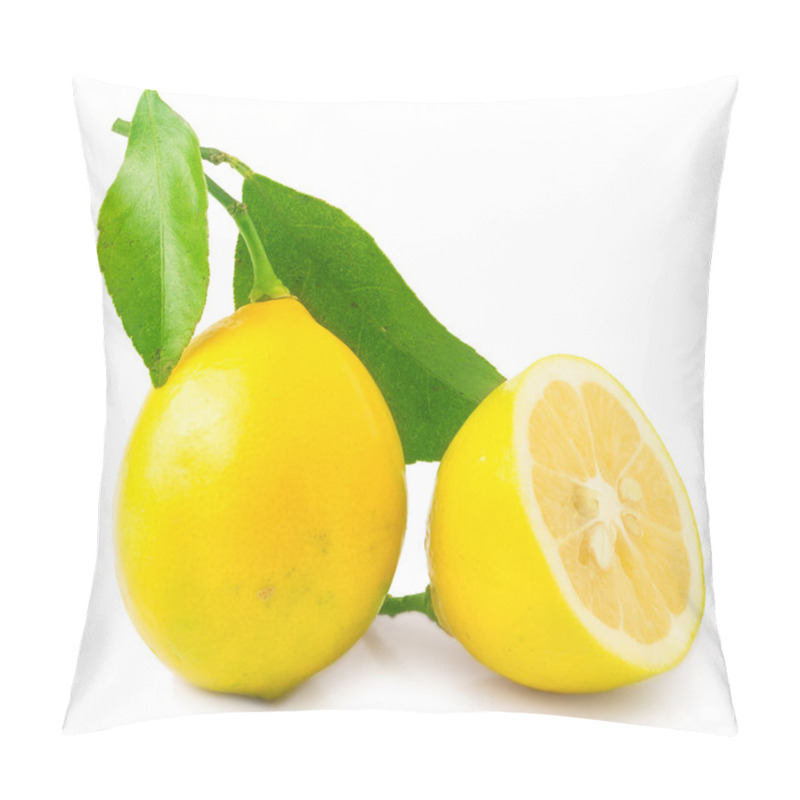 Personality  Fresh Lemon Isolated On White Pillow Covers