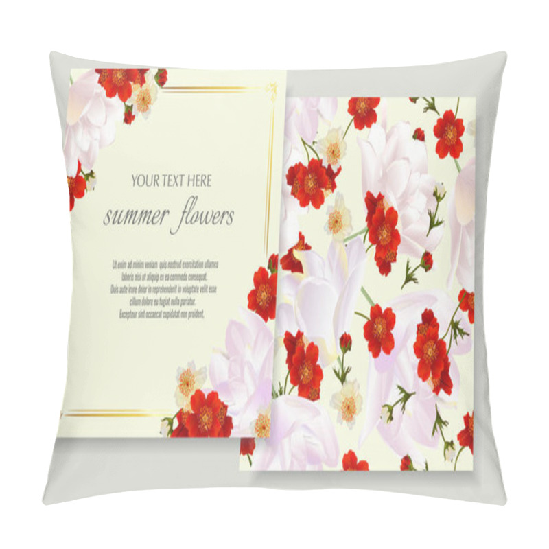 Personality  Vector Banners Set With Summer Flowers.Template For Greeting Cards, Wedding Decorations, Invitation ,sales. Spring Or Summer Design. Place For Text. Pillow Covers