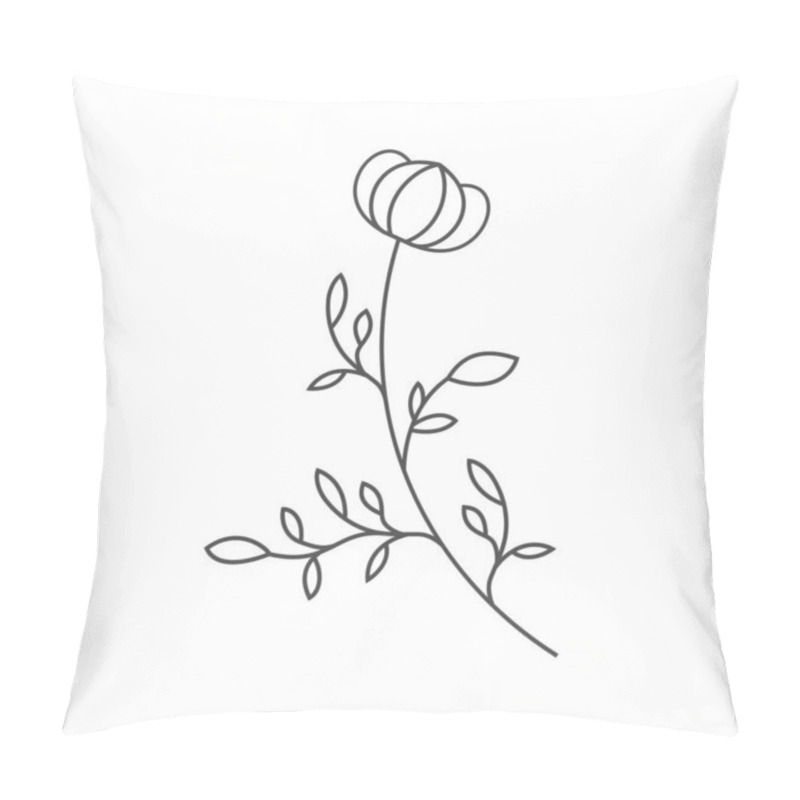 Personality  Contour Of Hand Drawn Flowers. Floral Elements For Creative And Graphic Design, Prints, Decoration, Scrapbooking. Flat Style Pillow Covers