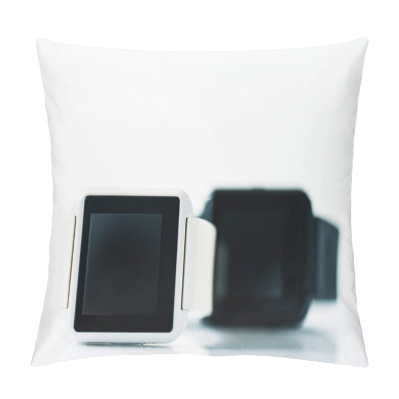 Personality  Close-up View Of Smartwatches With Black Screens On Grey    Pillow Covers