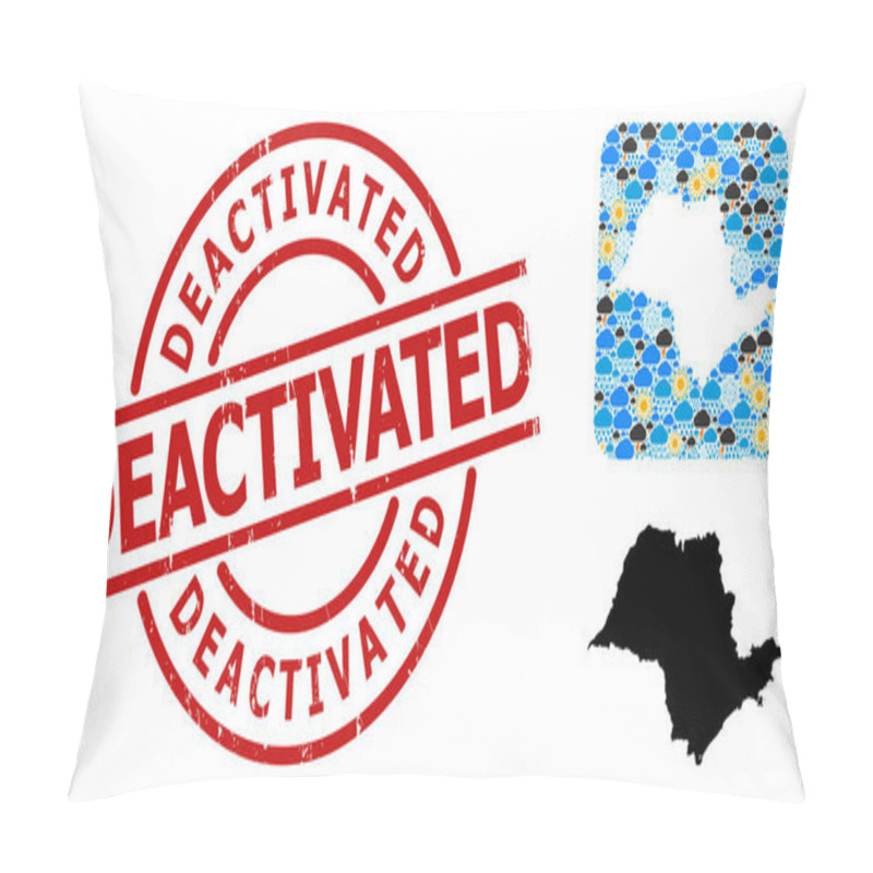 Personality  Distress Deactivated Seal And Hole Weather Mosaic Map Of Sao Paulo State Pillow Covers