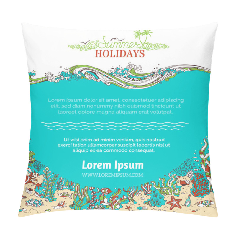 Personality  Summer Underwater Line Background. Pillow Covers