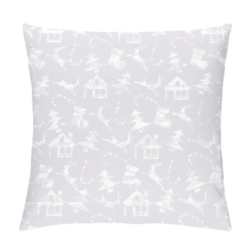 Personality  Christmas  Pattern, White Silhouettes On A Grey Background, Scratch Effect Can Be Easily Removed. Pillow Covers