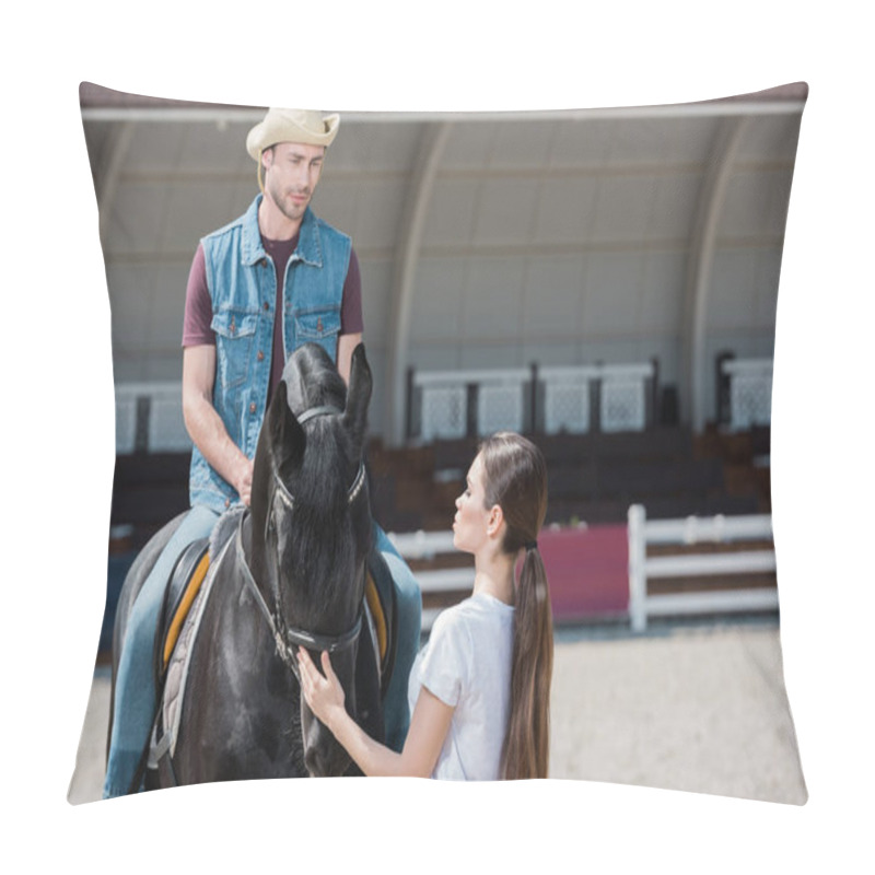 Personality  Young Couple Riding Horse  Pillow Covers