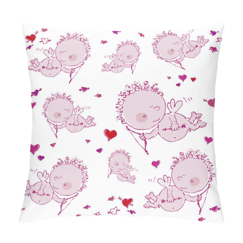 Personality  Background With Cupids And Hearts Pillow Covers