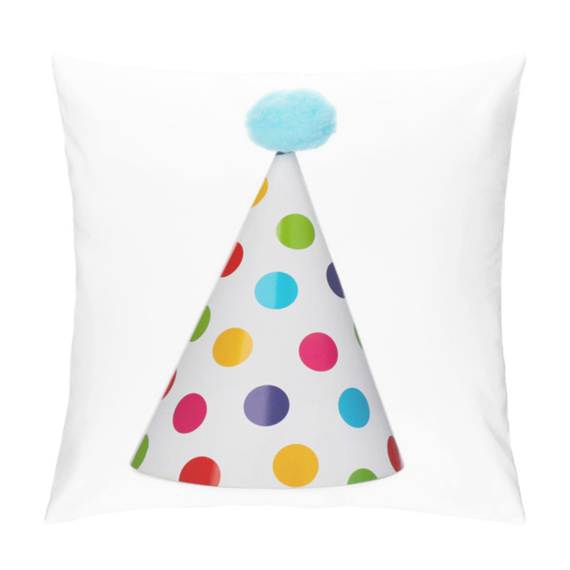 Personality  Bright Party Hat With Fluffy Pompon Isolated On White. Festive Accessory Pillow Covers