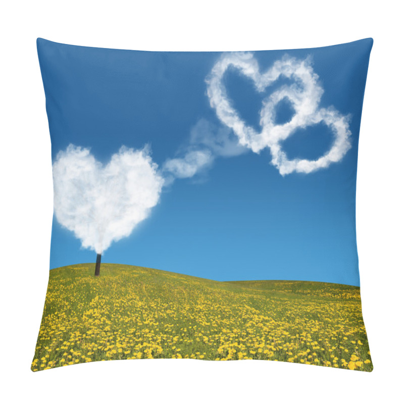 Personality  Heart Shape Clouds Above Dandelion Field Pillow Covers