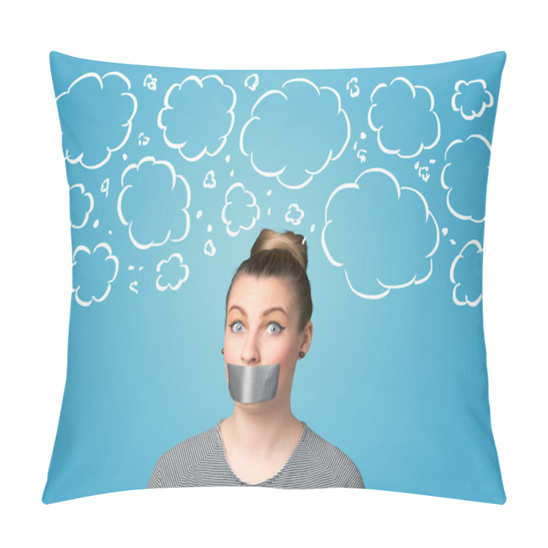 Personality  Funny Person With Taped Mouth  Pillow Covers