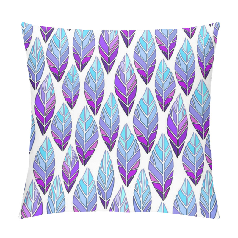 Personality  Seamless Pattern With Purple Bird Feathers. Vector Illustration Pillow Covers