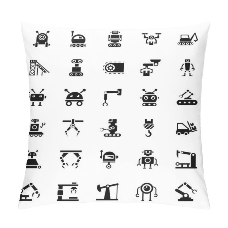 Personality  Robots Glyph Icons Set Pillow Covers