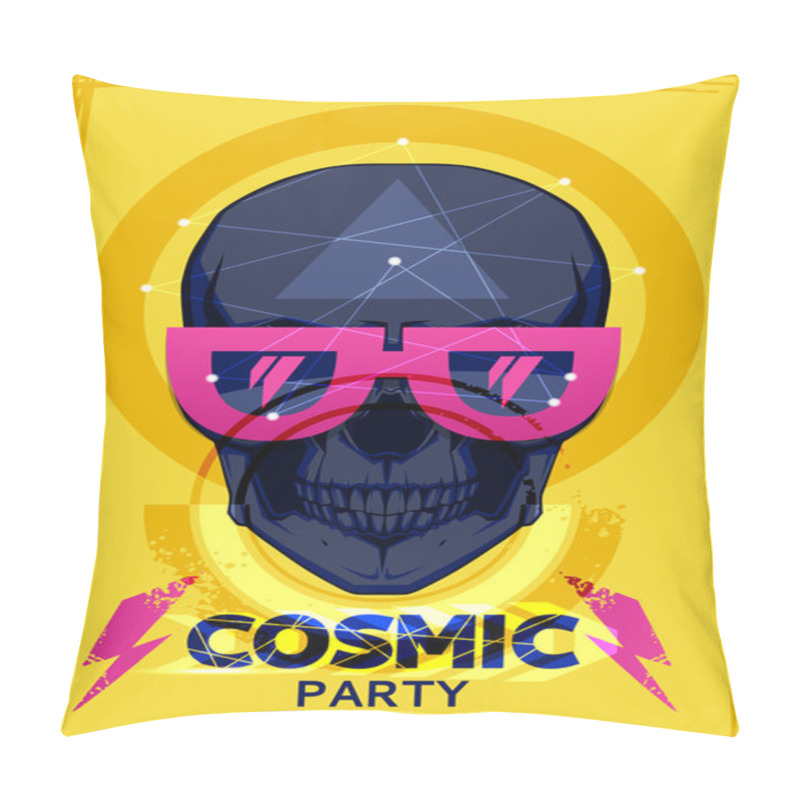 Personality  Festival Poster With Skull In Amazing Glasses Pillow Covers