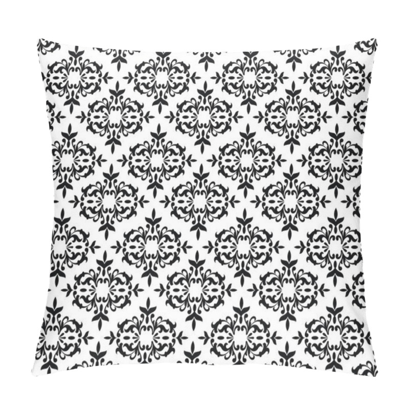 Personality  Black And White Seamless Floral Wallpaper Pattern Pillow Covers