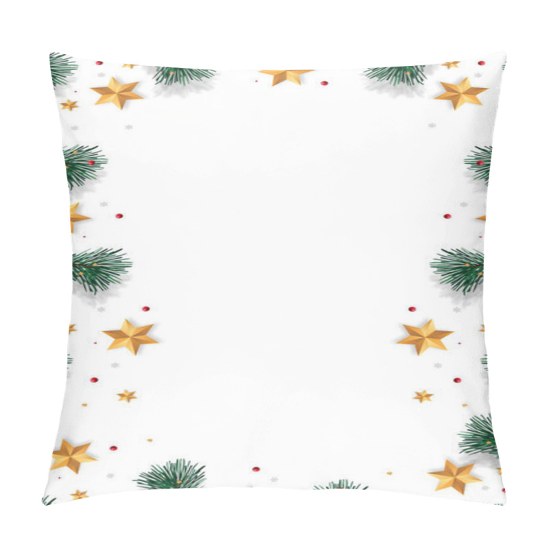 Personality  Christmas Background With Decorated Branches Of Merry Christmas. Tree Branches Decorated With Stars. Pillow Covers