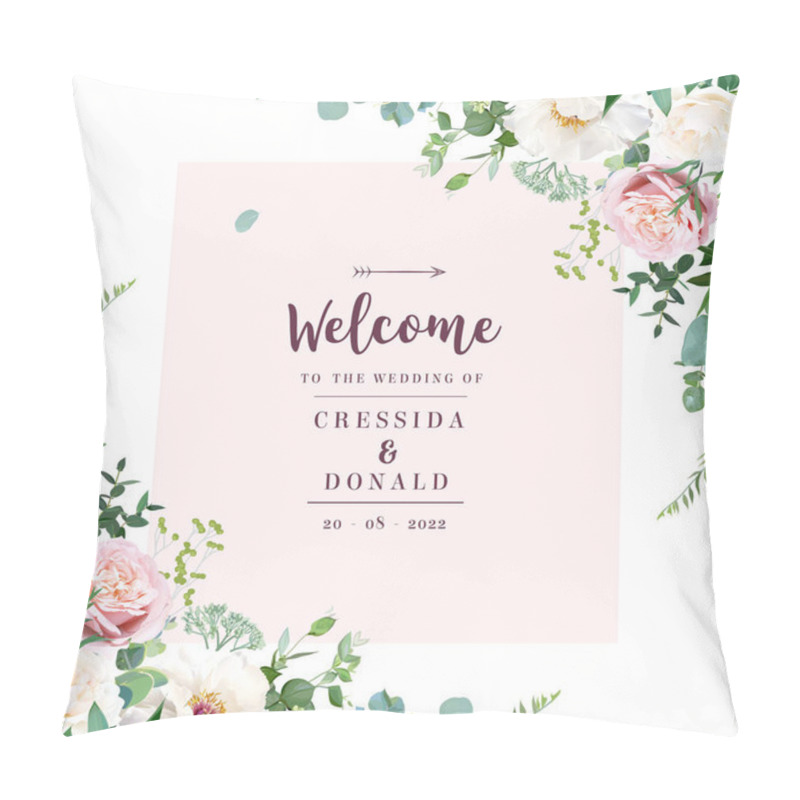 Personality  Silver Sage Green And Blush Pink Flowers Vector Design Frame Pillow Covers