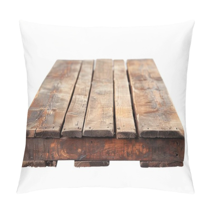 Personality  Weathered Wooden Pallet With A Rustic Finish On A White Background. Pillow Covers