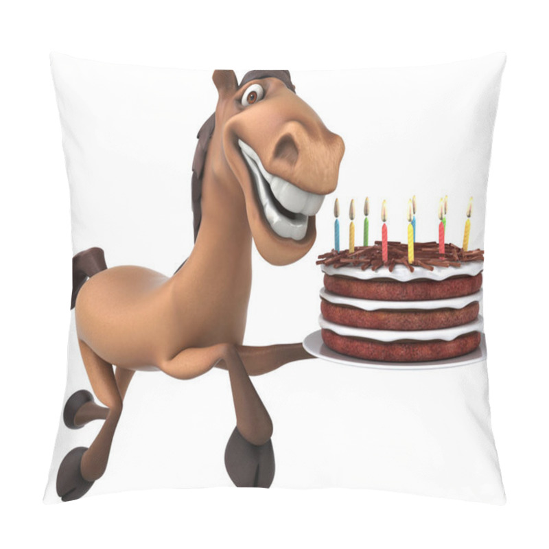 Personality  Fun Cartoon Character With Cake  - 3D Illustration Pillow Covers