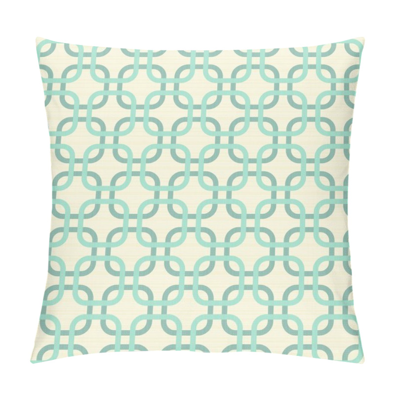 Personality  Round Corner Squares In Turquoise And Beige Geometric Seamless Pattern Pillow Covers