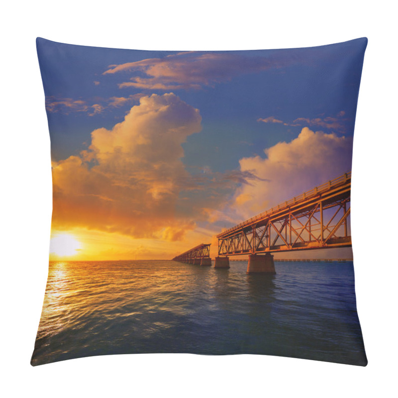 Personality  Florida Keys Old Bridge Sunset At Bahia Honda Pillow Covers