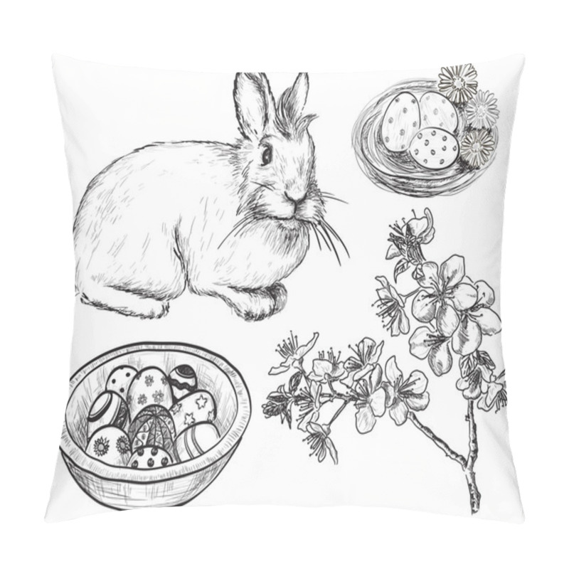 Personality  Easter Set. Hand Drawn Illustrations Pillow Covers