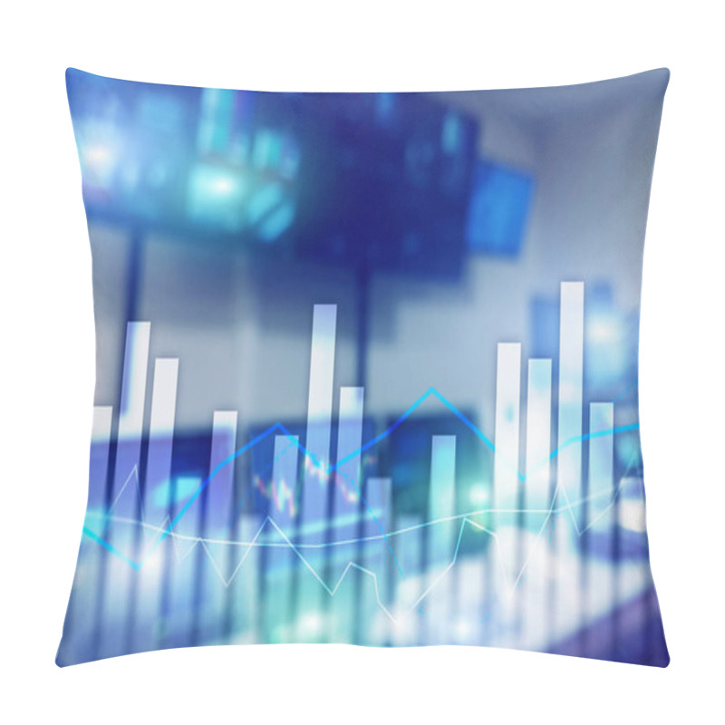 Personality  Financial Graphs And Charts On Blurred Business Center Background. Invesment And Trading Concept. Pillow Covers