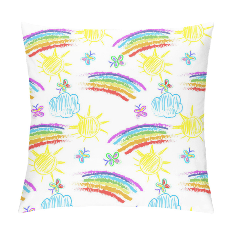 Personality  Kids Doodles Seamless Pattern With Rainbow Pillow Covers