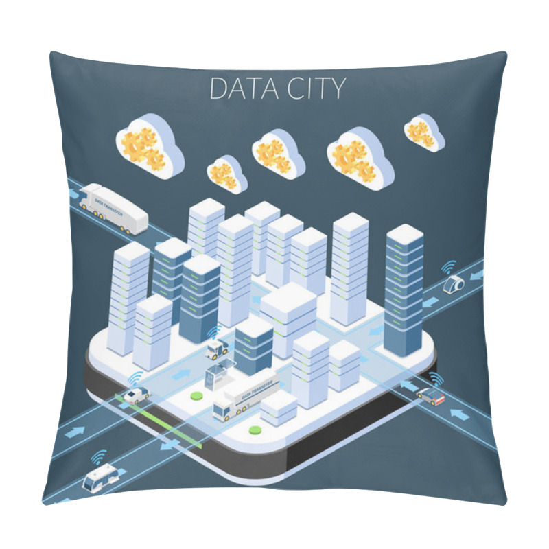 Personality  Data City Isometric Composition Pillow Covers