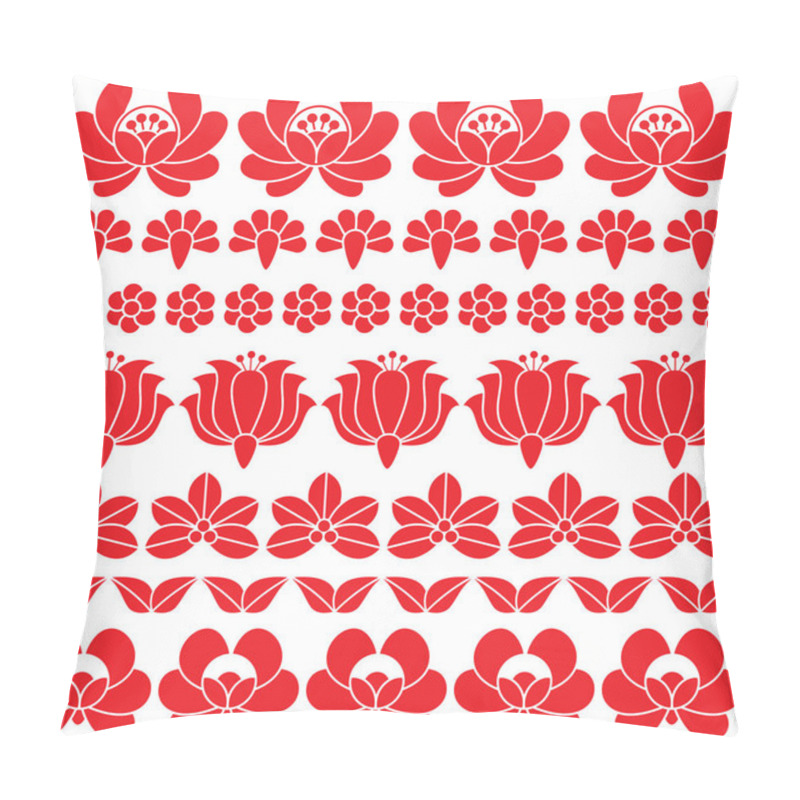 Personality  Seamless Hungarian Red Folk Art Pattern - Floral Kalocsai Embroidery  Pillow Covers